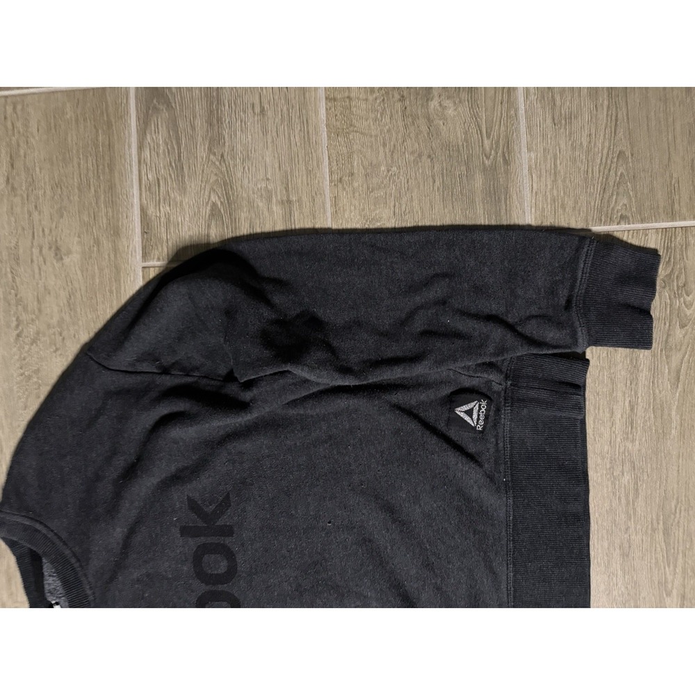 Women's Black Reebok Long Sleeve Sweatshirt Size Medium Pre-Owned - Picture 7 of 16